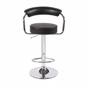 2X Black Bar Stools With High Back Rest And Gas Lift