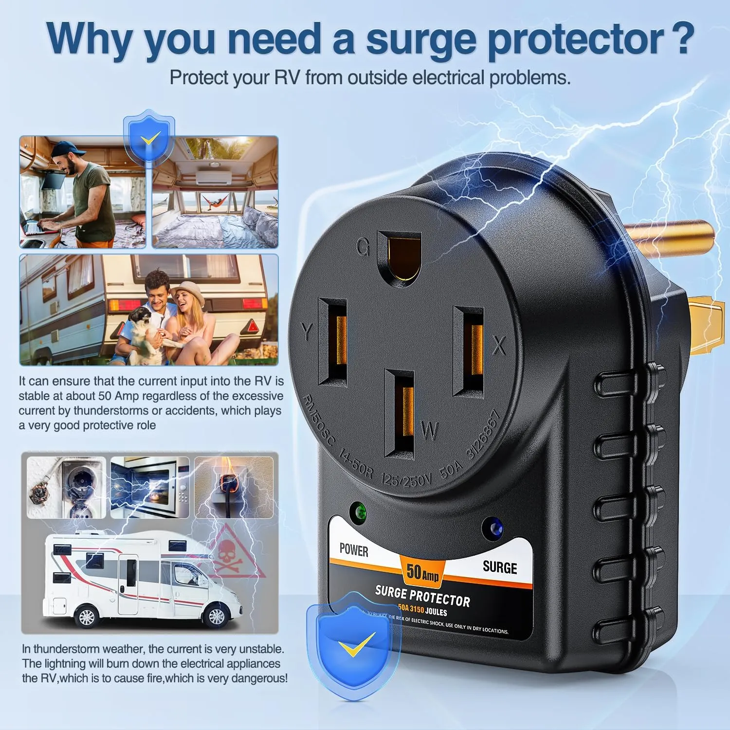 50Amp RV Surge Protector Adapter