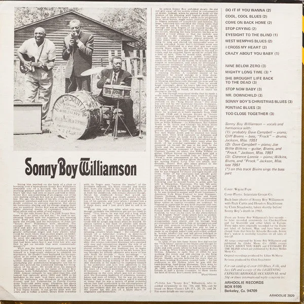 Sonny Boy Williamson  - King Biscuit Time - Very Good Plus (VG )