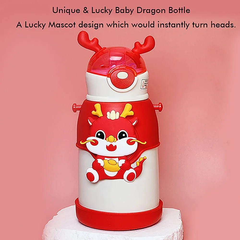 White Lucky Dragon theme Kids Water Bottle, 500ml