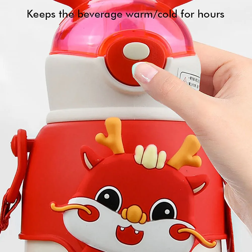 White Lucky Dragon theme Kids Water Bottle, 500ml