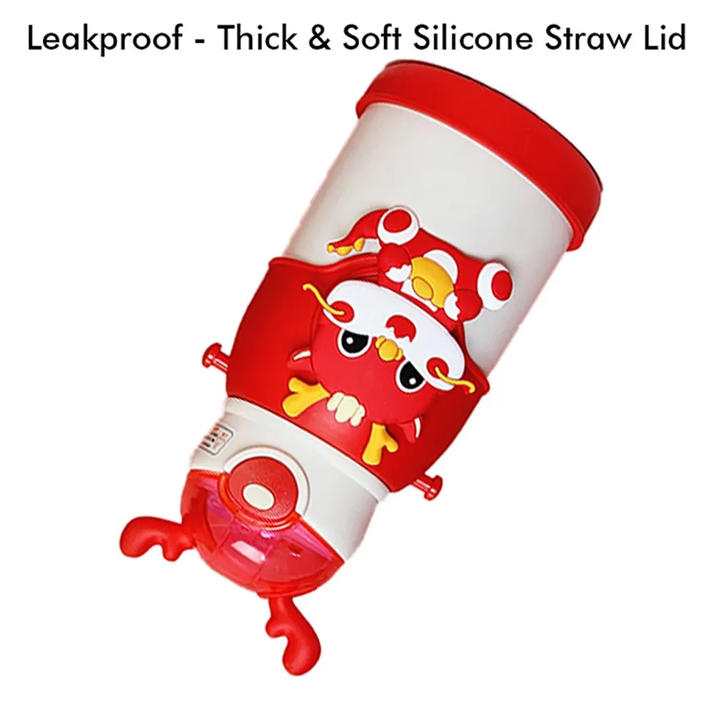 White Lucky Dragon theme Kids Water Bottle, 500ml