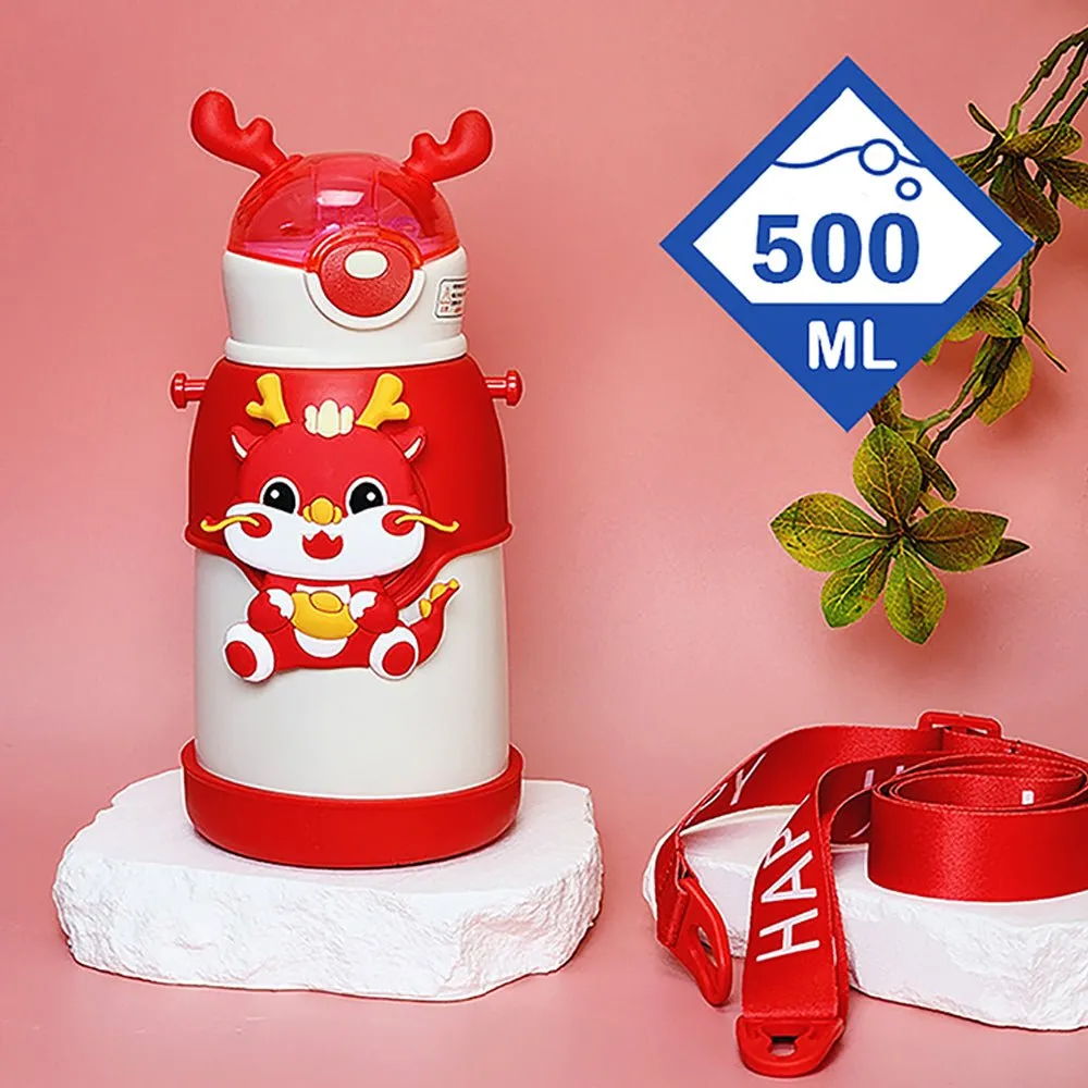 White Lucky Dragon theme Kids Water Bottle, 500ml