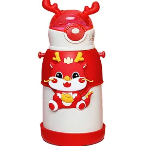 White Lucky Dragon theme Kids Water Bottle, 500ml